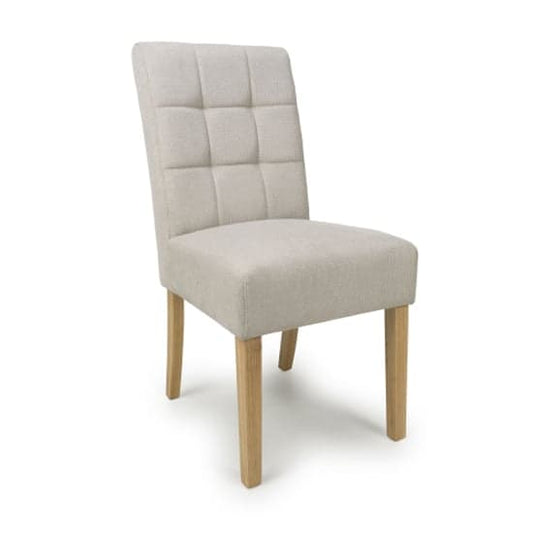 Moseley Natural Waffle Flax Effect Dining Chairs With Natural Legs In Pair