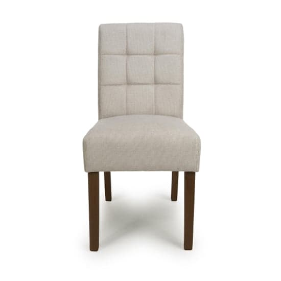 Moseley Natural Waffle Flax Effect Dining Chairs With Walnut Legs In Pair
