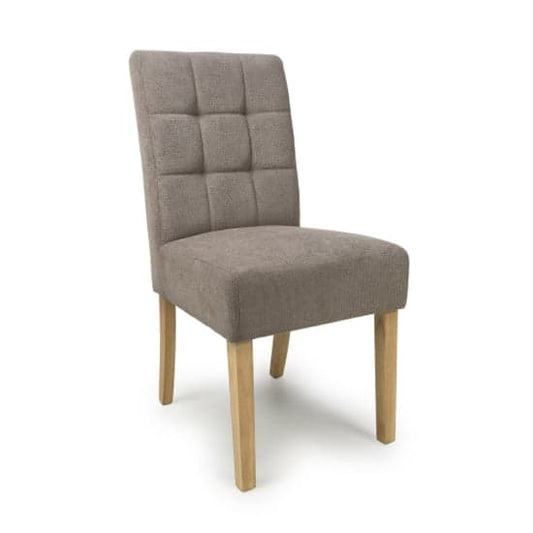 Moseley Light Brown Waffle Flax Effect Dining Chairs With Natural Legs In Pair