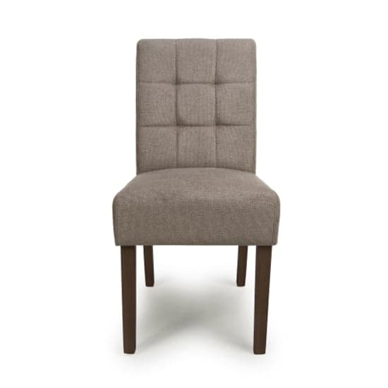 Moseley Light Brown Waffle Flax Effect Dining Chairs With Walnut Legs In Pair