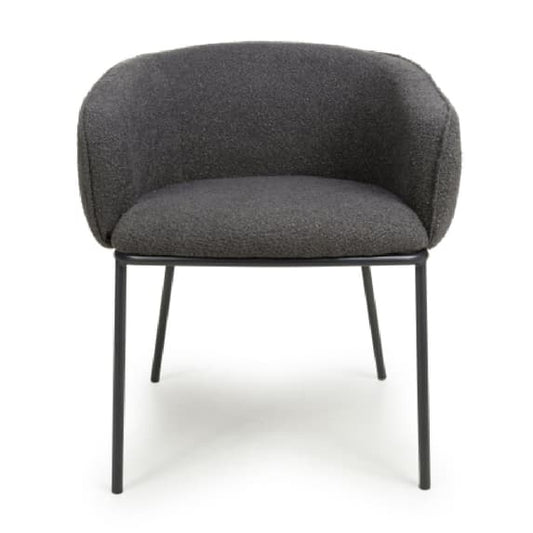 Lola Grey Boucle Fabric Dining Chairs In Pair