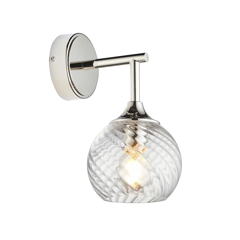 Allegra Clear Spiral Glass Wall Light In Bright Nickel
