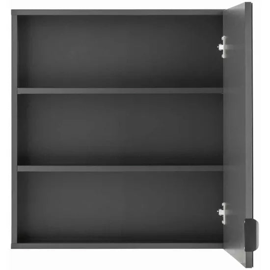Atlas Wall Hung Wooden Bathroom Mirrored Storage Cabinet In Grey