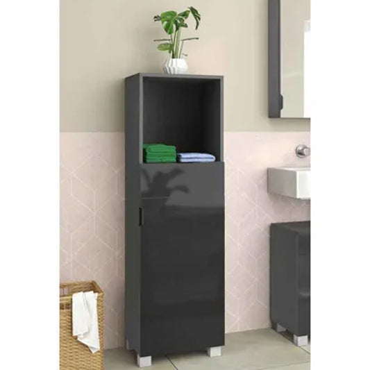 Atlas Wooden Bathroom Storage Cabinet With 1 Door And 1 Drawer In Grey