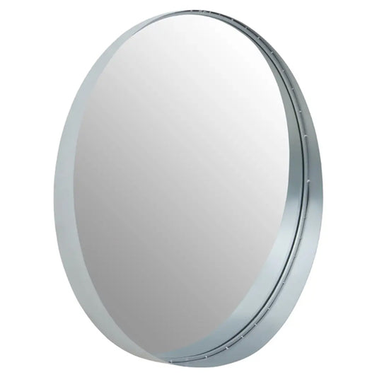 Avento Large Round Wall Mirror In Silver Iron Frame