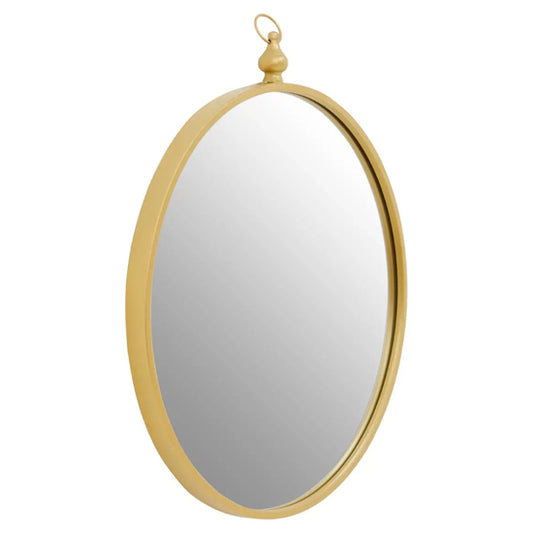 Avento Wall Mirror With Circular Hook In Gold Iron Frame