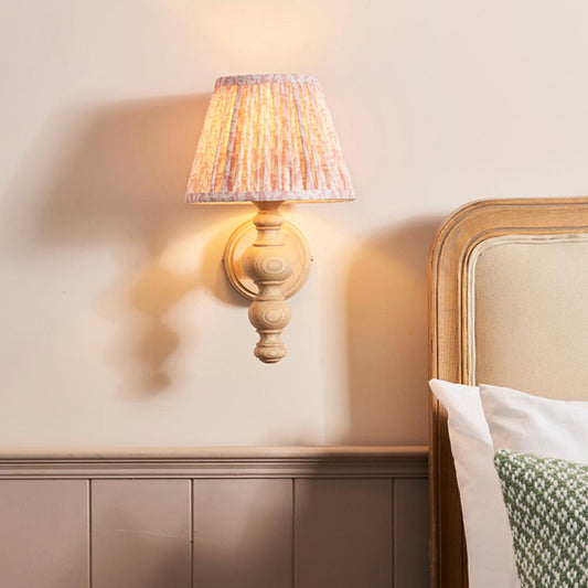 Bibury And Leaf 20cm Peachy Keen Fabric Shade Wall Light In Natural Ash