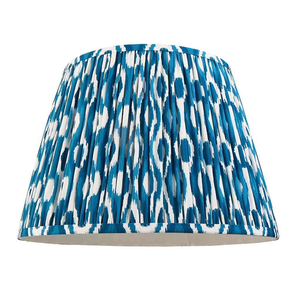 Carnaby And Ikat 40cm Marlin Blue Shade Floor Lamp With Satin Almond White Base