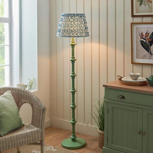 Carnaby And Ripple 40cm Marlin Blue Shade Floor Lamp With Satin Cotswold Green Base