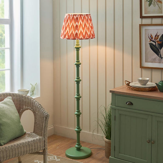 Carnaby And Zigzag 40cm Apricot Orange Shade Floor Lamp Satin Cotswold Green Base