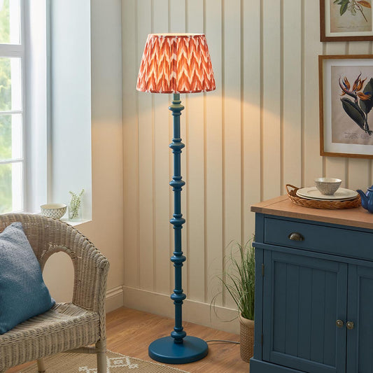 Carnaby And Zigzag 40cm Apricot Orange Shade Floor Lamp Satin Marlin Blue Base
