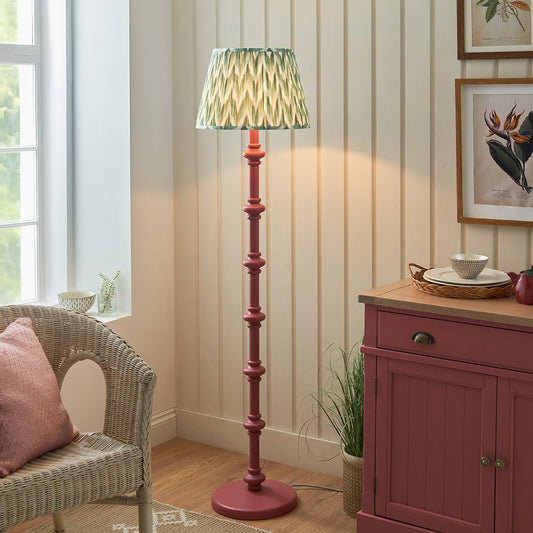 Carnaby And Zigzag 40cm Cotswold Green Shade Floor Lamp Satin Pink Clay Base