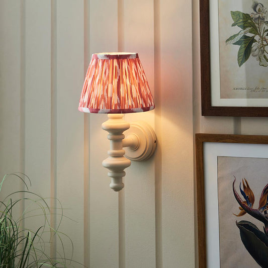 Carnaby And Ikat 20cm Coral Pink Shade Wall Light With Satin Almond White Base