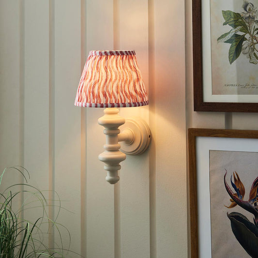 Carnaby And Ripple 20cm Coral Pink Shade Wall Light With Satin Almond White Base