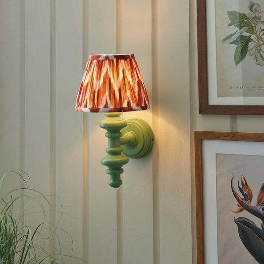 Carnaby And Zigzag 20cm Apricot Orange Shade Wall Light Satin Cotswold Green Base