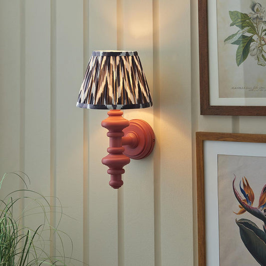 Carnaby And Zigzag 20cm Pearl Grey Shade Wall Light Satin Pink Clay Base