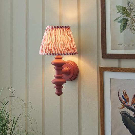 Carnaby And Ripple 20cm Coral Pink Shade Wall Light With Satin Pink Clay Base