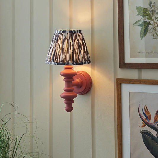 Carnaby And Ikat 20cm Pearl Grey Shade Wall Light With Satin Pink Clay Base