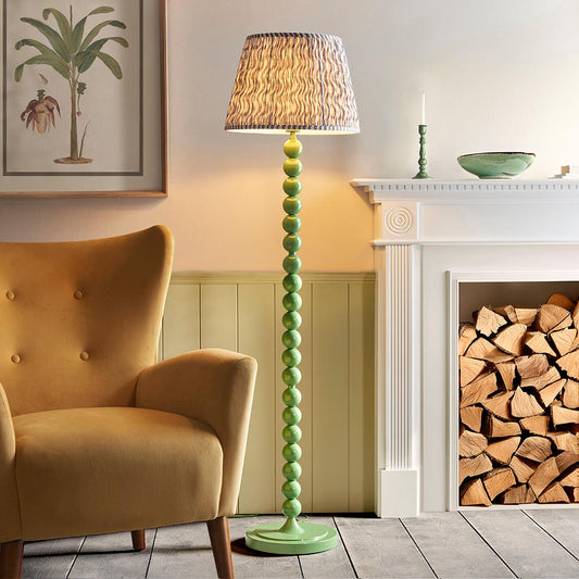 Higgledy And Ripple 40cm Pearl Grey Shade Floor Lamp With Gloss Cotswold Green Base