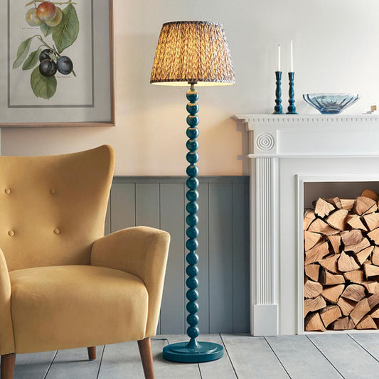 Higgledy And Leaf 40cm Pearl Grey Shade Floor Lamp With High Gloss Marlin Blue Base