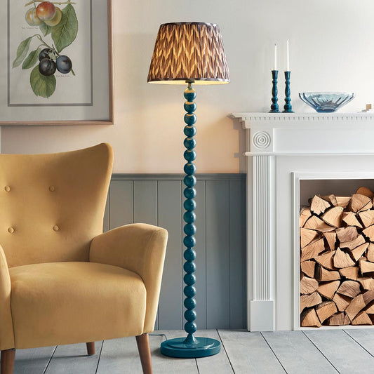 Higgledy And Zigzag 40cm Pearl Grey Shade Floor Lamp With Gloss Marlin Blue Base