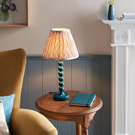 Higgledy And Ikat 25cm Neutral Shade Table Lamp With High Gloss Marlin Blue Base