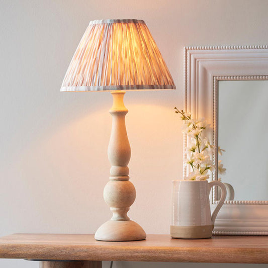 Hidcote And Ikat 30cm Neutral Shade Table Lamp With Country Classic Base