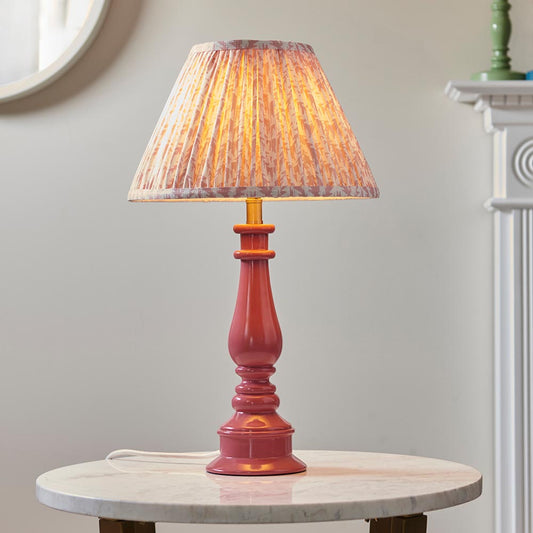Myrtle And Leaf 30cm Peachy Keen Shade Table Lamp With Gloss Pink Clay Base