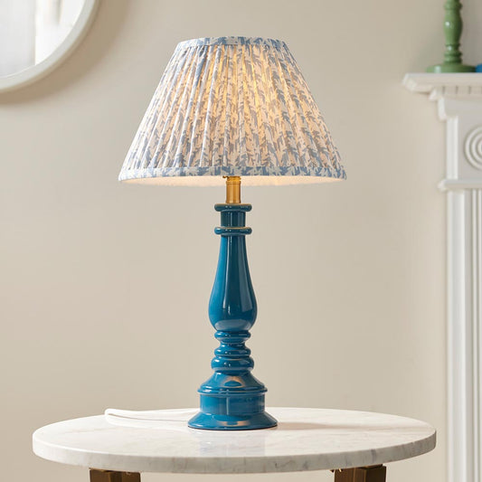 Myrtle And Leaf 30cm Shell Bay Blue Shade Table Lamp With Gloss Marlin Blue Base