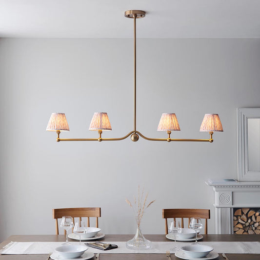 Santiago And Leaf 4 Lights 16cm Peachy Keen Shade Ceiling Pendant Light In Brushed Aged Brass