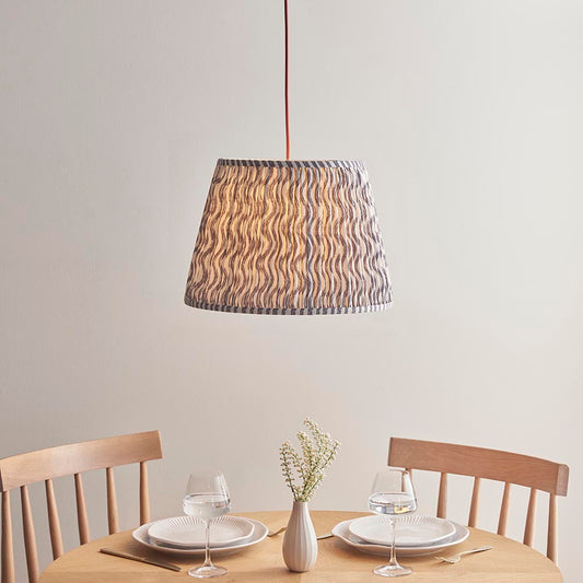 Eltham And Ripple 40cm Pearl Grey Shade Ceiling Light With Red Colour Braided Cable