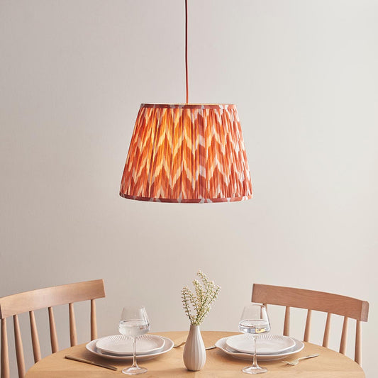 Eltham And Zigzag 40cm Apricot Orange Shade Ceiling Light With Red Colour Braided Cable