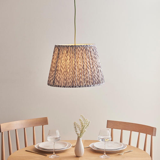 Eltham And Leaf 40cm Pearl Grey Shade Ceiling Light With Green Colour Braided Cable