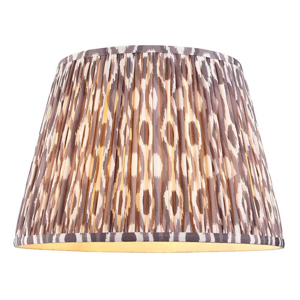 Eltham And Ikat 40cm Pearl Grey Shade Ceiling Light With Green Colour Braided Cable