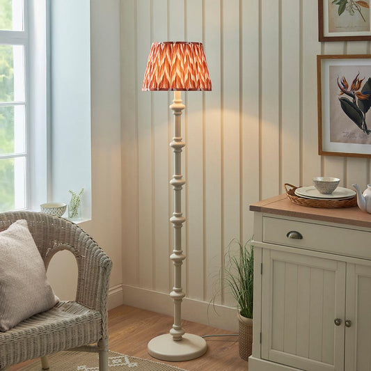 Carnaby And Zigzag 35cm Apricot Orange Shade Floor Lamp Satin Almond White Base