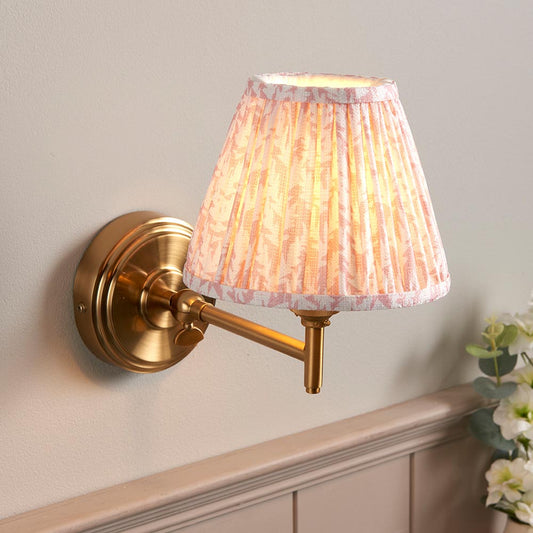 Step Fold And Leaf 16cm Peachy Keen Shade Wall Light In Brushed Aged Brass