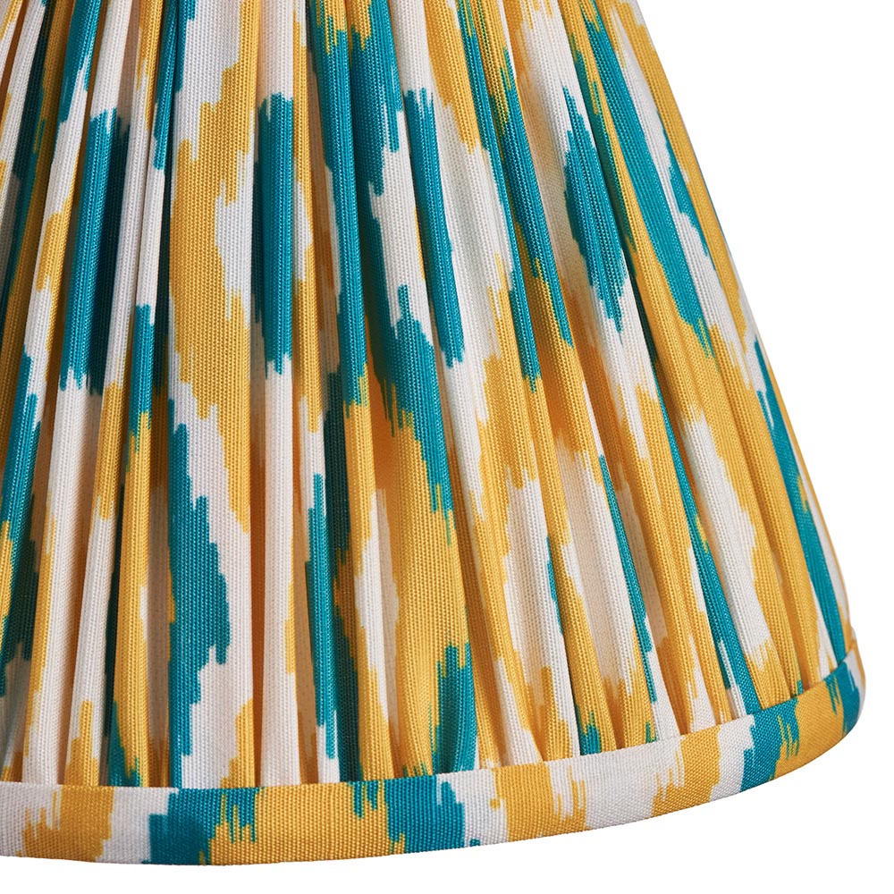 Wood T Bar And Ikat 16cm Yellow And Jade Shade Wall Light In Brushed Aged Brass