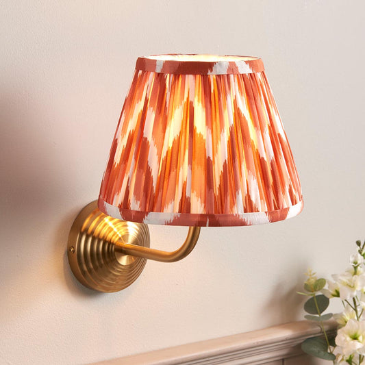 Obelisk Arc And Zigzag 20cm Apricot Orange Shade Wall Light In Brushed Aged Brass
