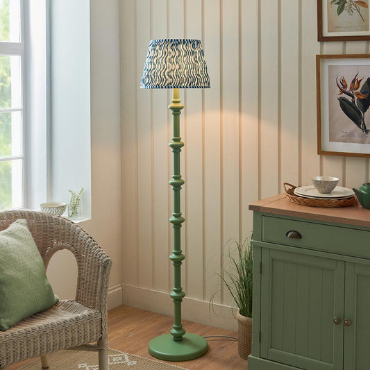 Carnaby And Ripple 35cm Marlin Blue Shade Floor Lamp With Satin Cotswold Green Base