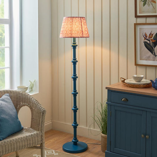 Carnaby And Ripple 35cm Coral Pink Shade Floor Lamp With Satin Marlin Blue Base