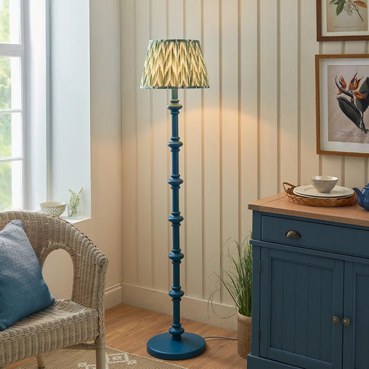 Carnaby And Zigzag 35cm Cotswold Green Shade Floor Lamp Satin Marlin Blue Base