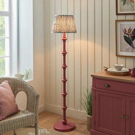 Carnaby And Leaf 35cm Pearl Grey Shade Floor Lamp With Satin Pink Clay Base