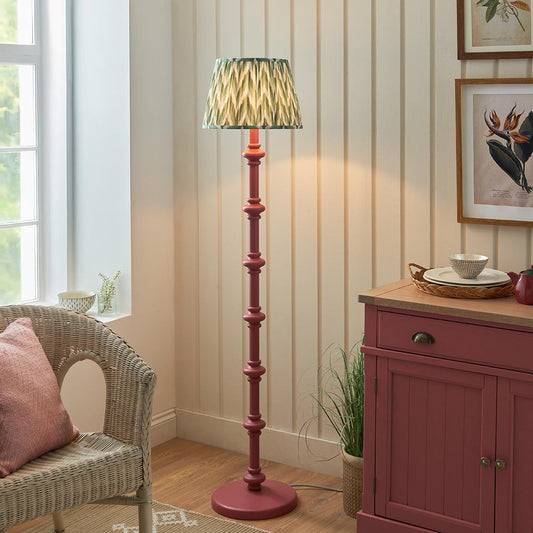 Carnaby And Zigzag 35cm Cotswold Green Shade Floor Lamp Satin Pink Clay Base