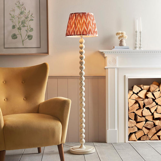 Higgledy And Zigzag 35cm Apricot Orange Shade Floor Lamp With Gloss Almond White Base