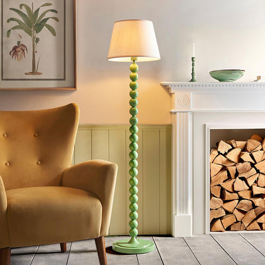 Higgledy And Ivy 35cm Vintage White Shade Floor Lamp With High Gloss Cotswold Green Base