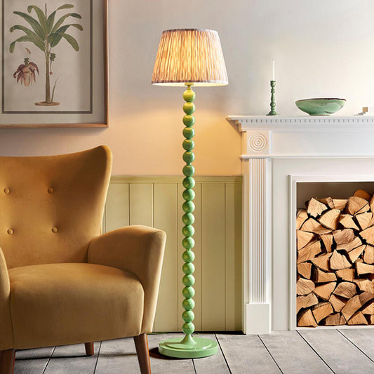 Higgledy And Ikat 35cm Neutral Shade Floor Lamp With High Gloss Cotswold Green Base