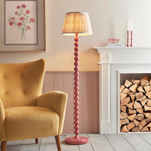 Higgledy And Ikat 35cm Neutral Shade Floor Lamp With High Gloss Pink Clay Base