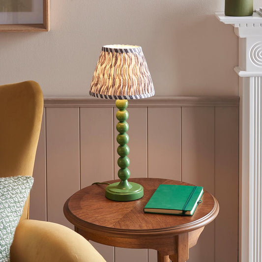 Higgledy And Ripple 20cm Pearl Grey Shade Table Lamp With Gloss Cotswold Green Base