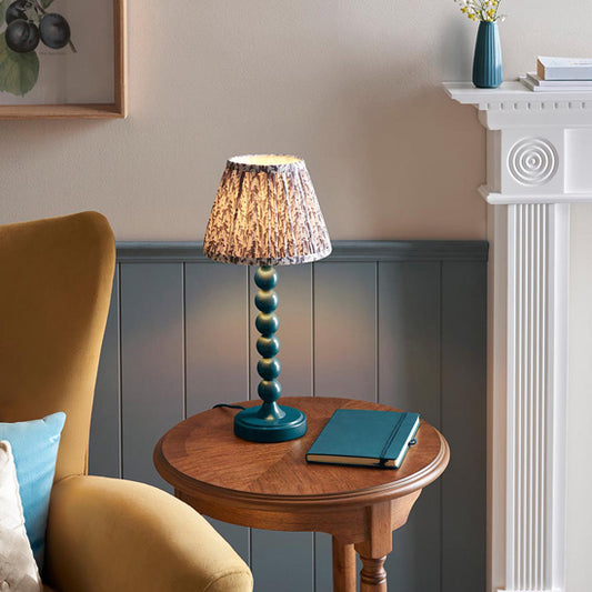 Higgledy And Leaf 20cm Pearl Grey Shade Table Lamp With High Gloss Marlin Blue Base