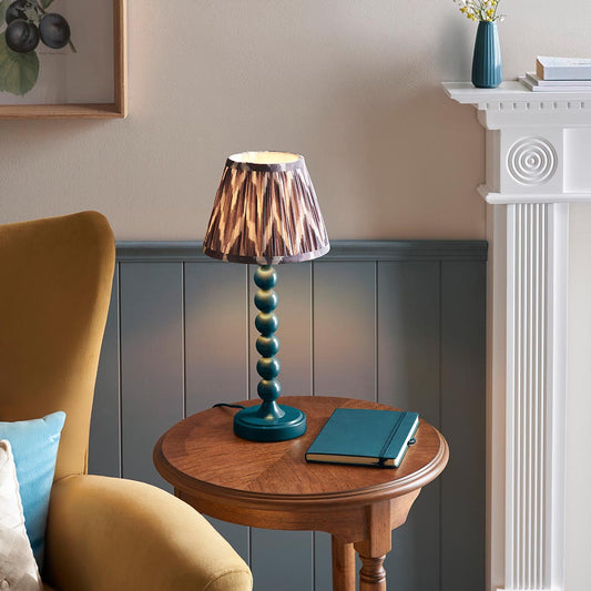 Higgledy And Zigzag 20cm Pearl Grey Shade Table Lamp With Gloss Marlin Blue Base